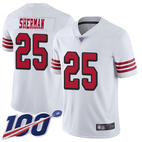 San Francisco 49ers Limited White Men Richard Sherman NFL Jersey #25 100th Season Vapor Untouchable Rush->youth nfl jersey->Youth Jersey